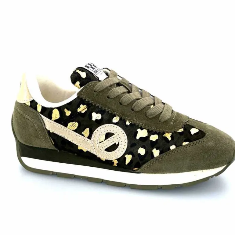 No Name Baskets Running City Run Jogger W Daim Léopard Doré Kaki Shop