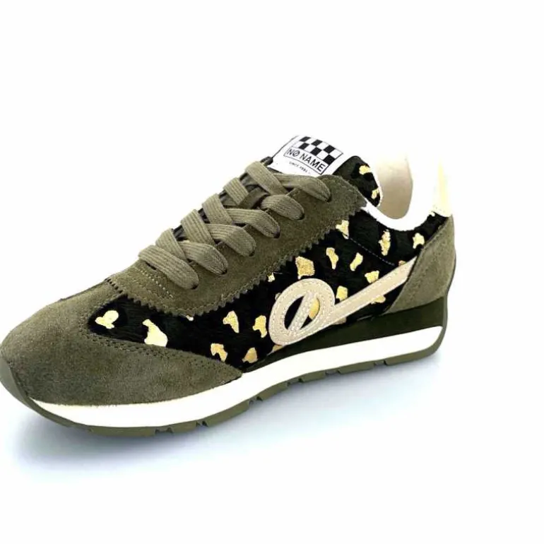 No Name Baskets Running City Run Jogger W Daim Léopard Doré Kaki Shop
