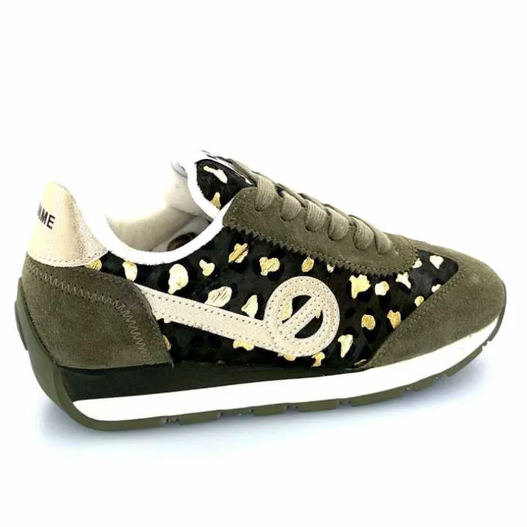 No Name Baskets Running City Run Jogger W Daim Léopard Doré Kaki Shop