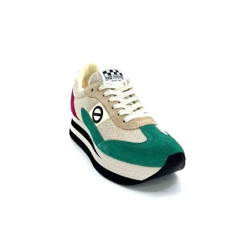 No Name Baskets Running Flex M Jogger W Daim Fuchsia Textile Beige Vert Flash Sale