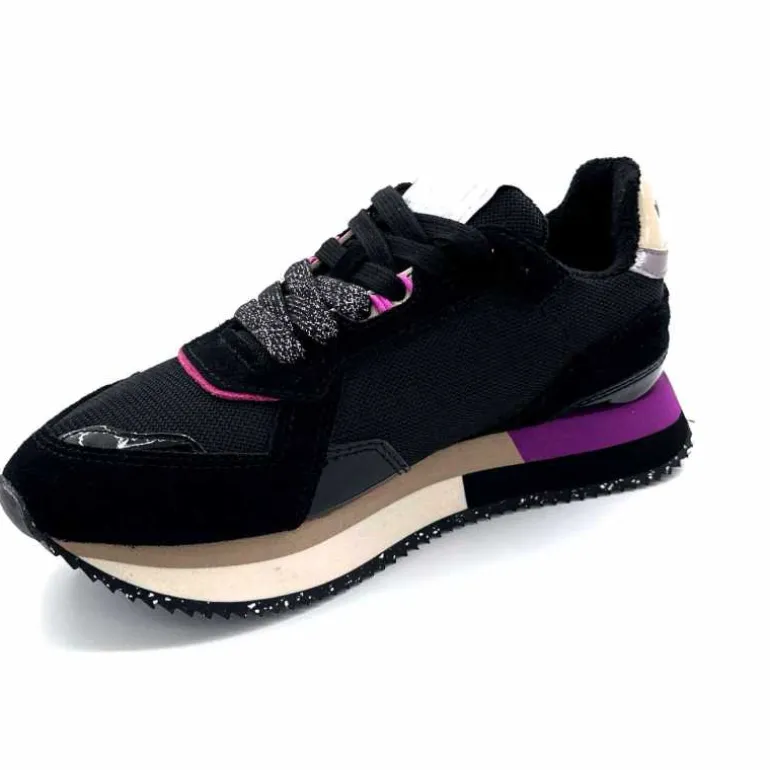 No Name Baskets Running Mia Jogger W Cuir Noir Fushia FushiaNoir Hot