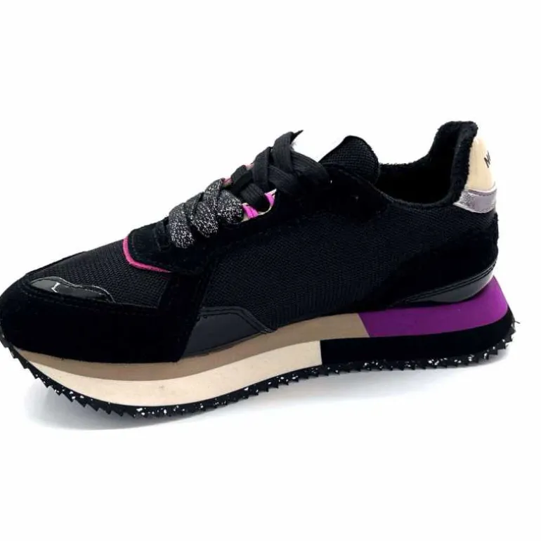 No Name Baskets Running Mia Jogger W Cuir Noir Fushia FushiaNoir Hot