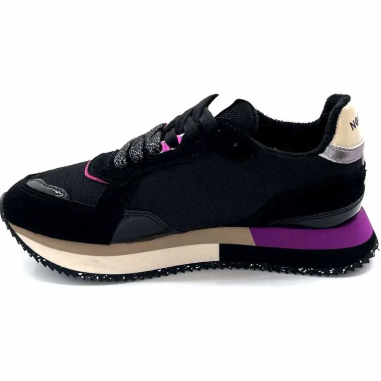 No Name Baskets Running Mia Jogger W Cuir Noir Fushia FushiaNoir Hot