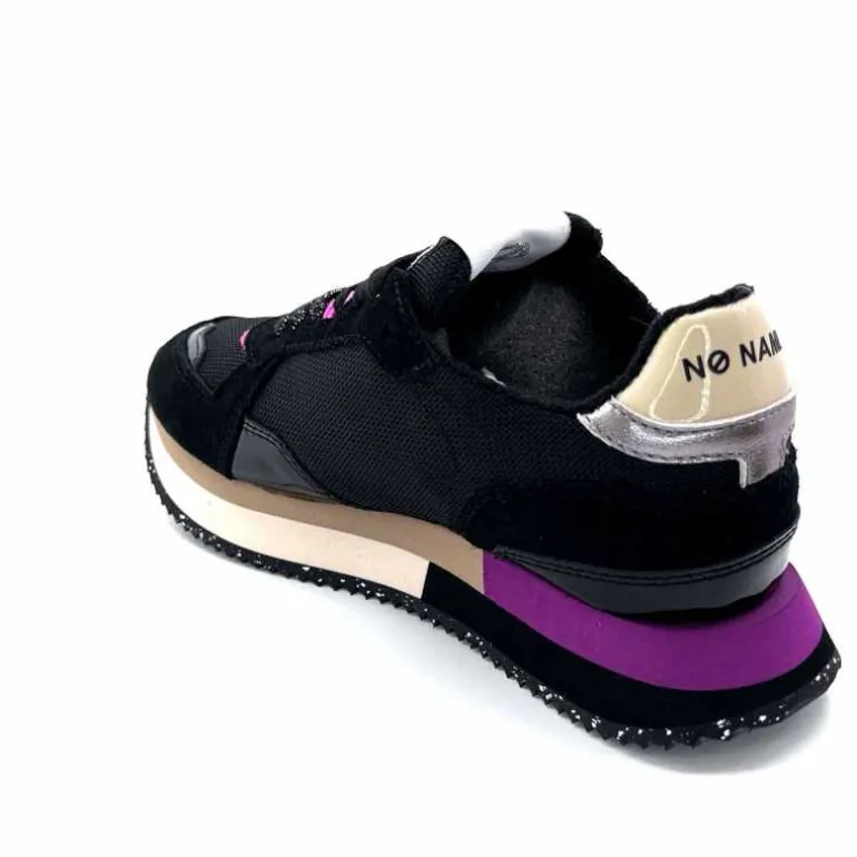 No Name Baskets Running Mia Jogger W Cuir Noir Fushia FushiaNoir Hot