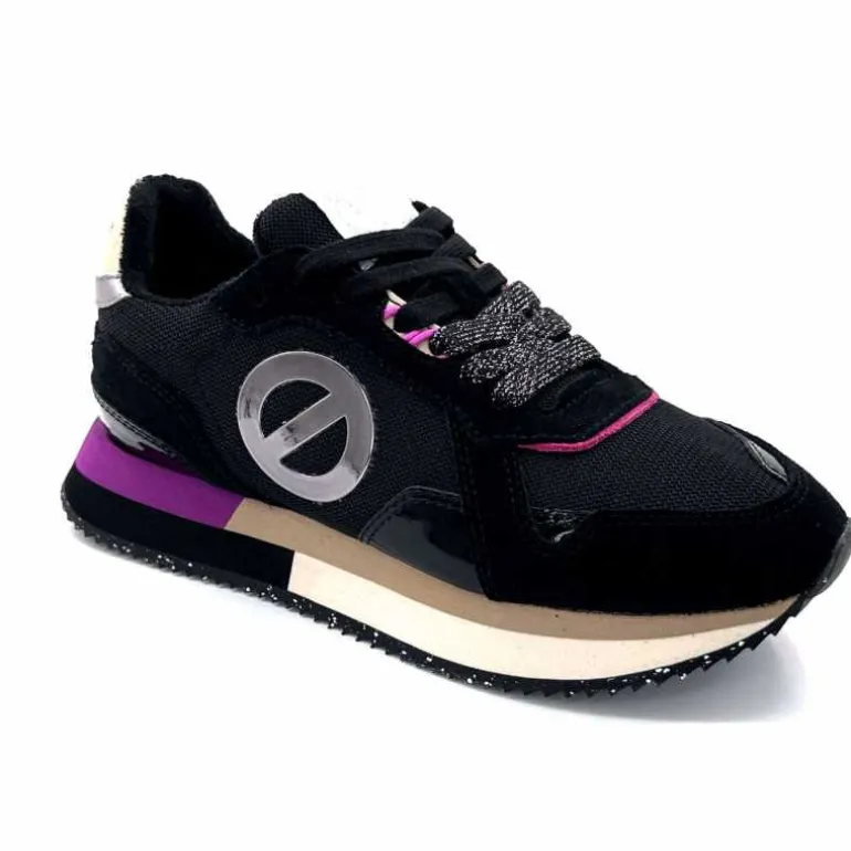 No Name Baskets Running Mia Jogger W Cuir Noir Fushia FushiaNoir Hot