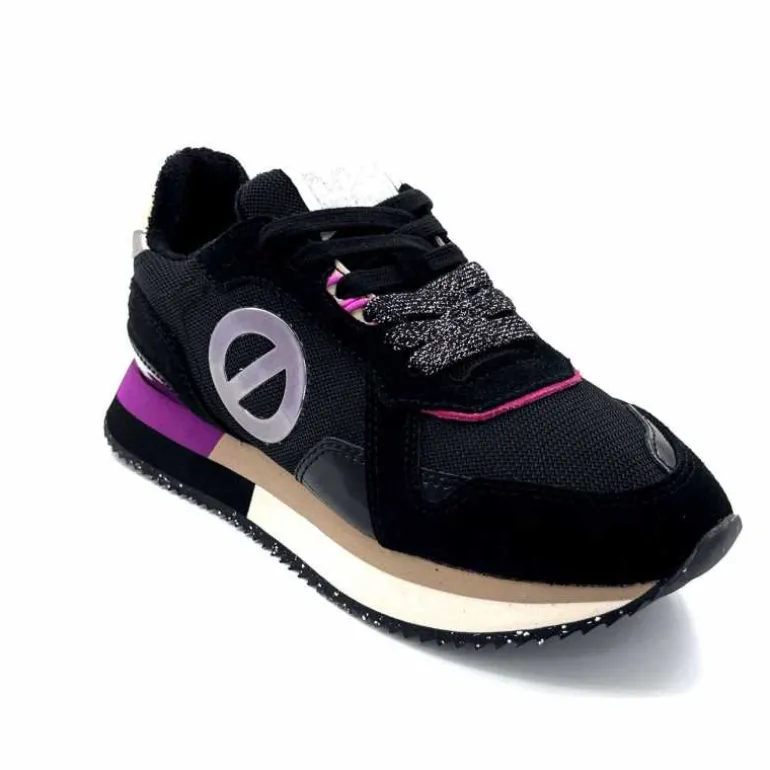 No Name Baskets Running Mia Jogger W Cuir Noir Fushia FushiaNoir Hot