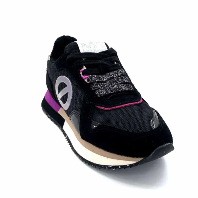 No Name Baskets Running Mia Jogger W Cuir Noir Fushia FushiaNoir Hot