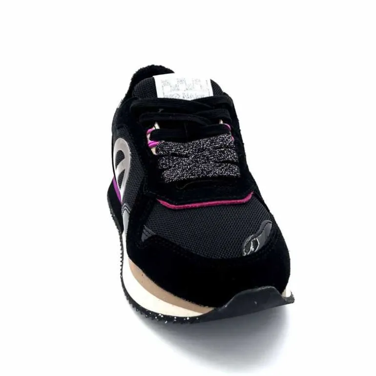 No Name Baskets Running Mia Jogger W Cuir Noir Fushia FushiaNoir Hot