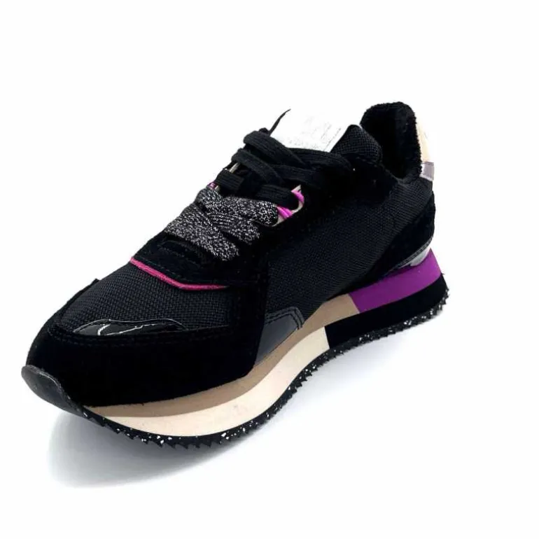 No Name Baskets Running Mia Jogger W Cuir Noir Fushia FushiaNoir Hot