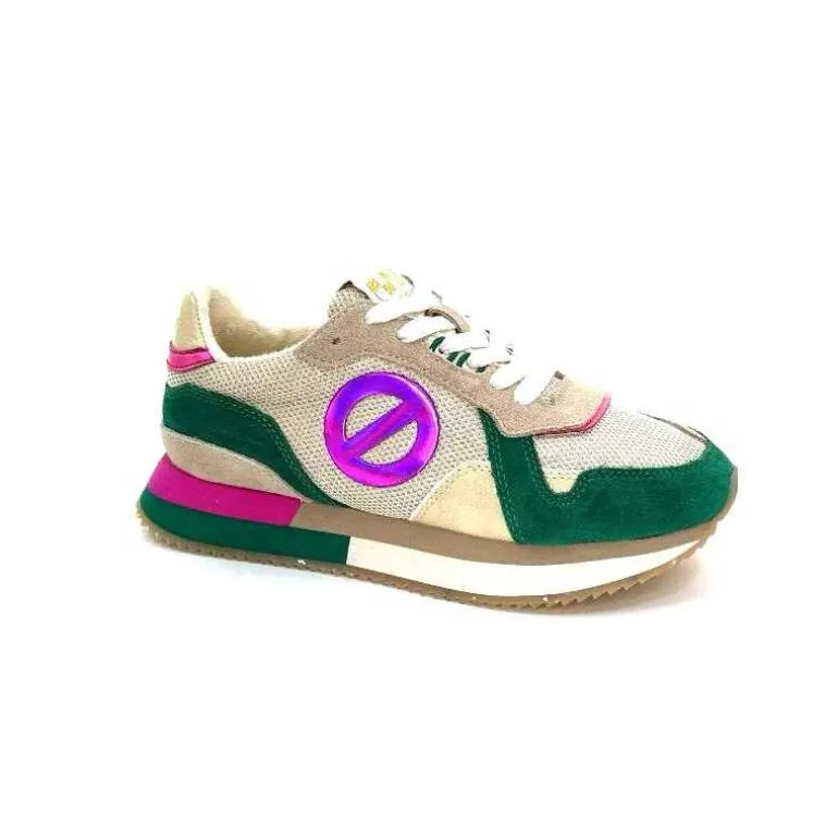 No Name Baskets Running Mia Jogger W Daim Émeraude Beige Textile Beige et Fushia Vert Cheap