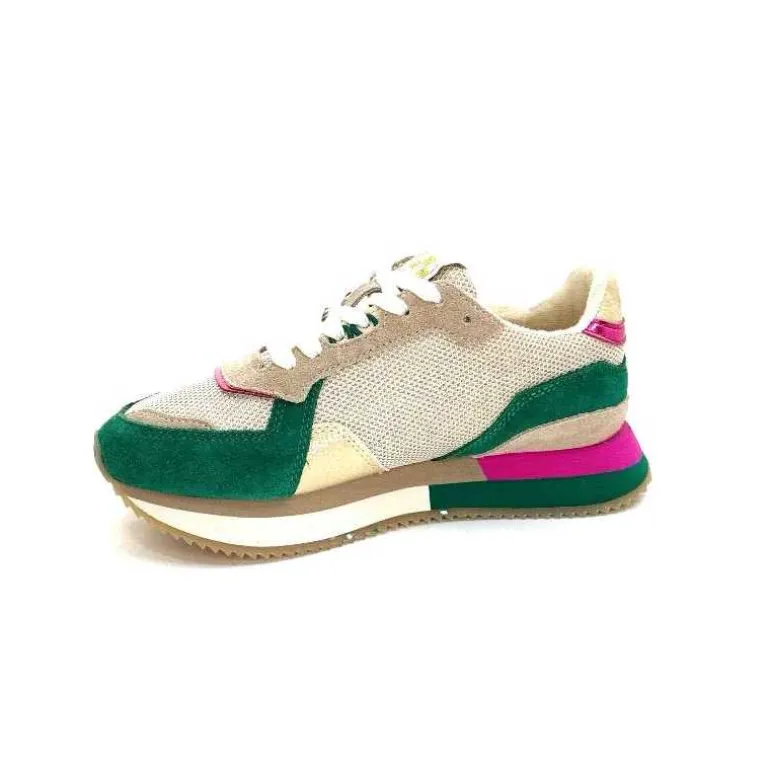No Name Baskets Running Mia Jogger W Daim Émeraude Beige Textile Beige et Fushia Vert Cheap