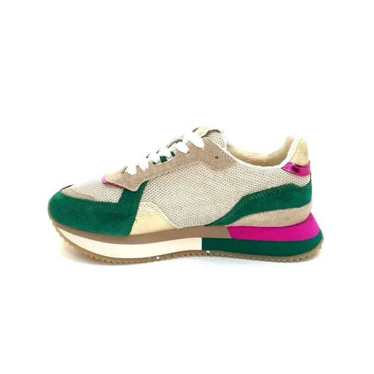 No Name Baskets Running Mia Jogger W Daim Émeraude Beige Textile Beige et Fushia Vert Cheap