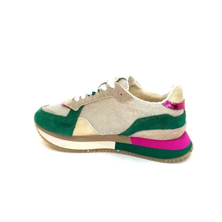 No Name Baskets Running Mia Jogger W Daim Émeraude Beige Textile Beige et Fushia Vert Cheap