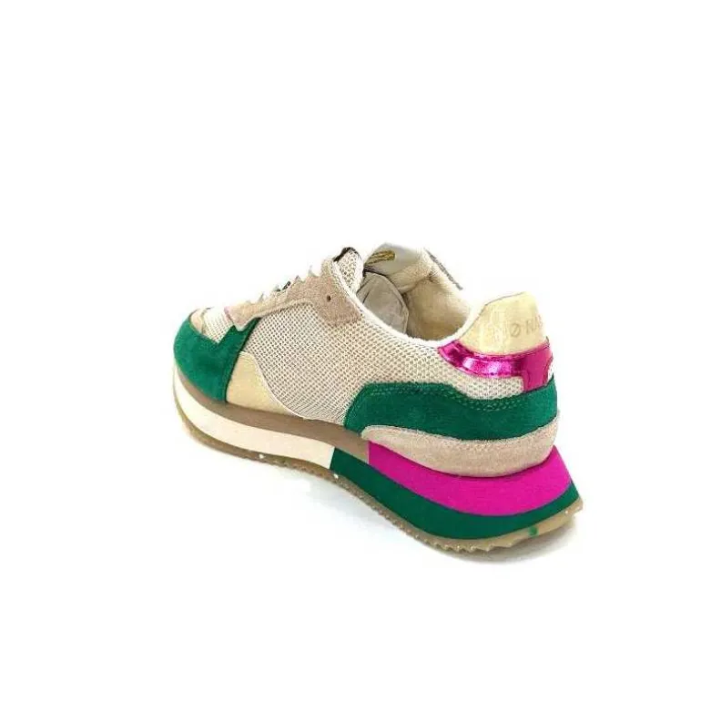 No Name Baskets Running Mia Jogger W Daim Émeraude Beige Textile Beige et Fushia Vert Cheap