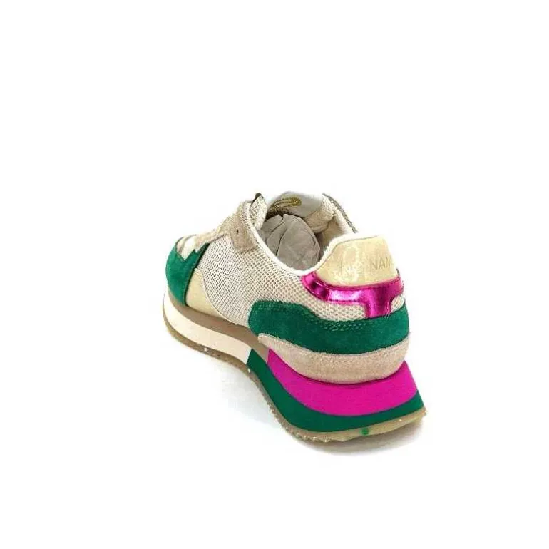 No Name Baskets Running Mia Jogger W Daim Émeraude Beige Textile Beige et Fushia Vert Cheap