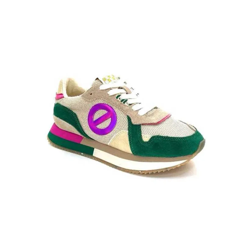 No Name Baskets Running Mia Jogger W Daim Émeraude Beige Textile Beige et Fushia Vert Cheap