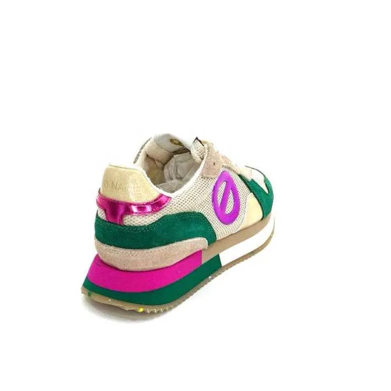 No Name Baskets Running Mia Jogger W Daim Émeraude Beige Textile Beige et Fushia Vert Cheap