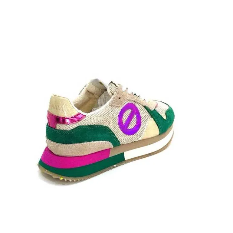 No Name Baskets Running Mia Jogger W Daim Émeraude Beige Textile Beige et Fushia Vert Cheap