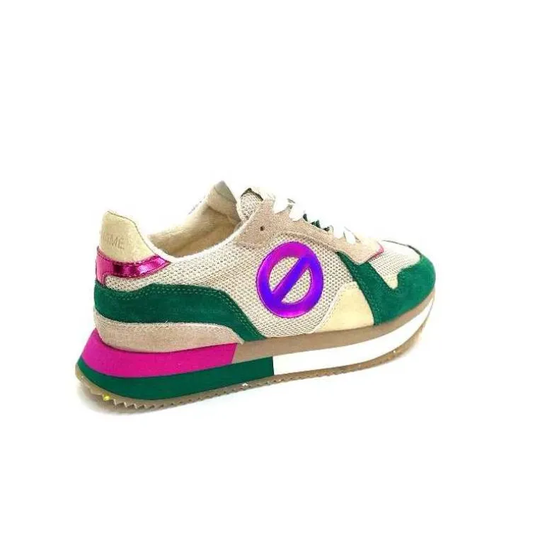 No Name Baskets Running Mia Jogger W Daim Émeraude Beige Textile Beige et Fushia Vert Cheap