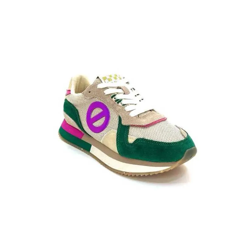 No Name Baskets Running Mia Jogger W Daim Émeraude Beige Textile Beige et Fushia Vert Cheap