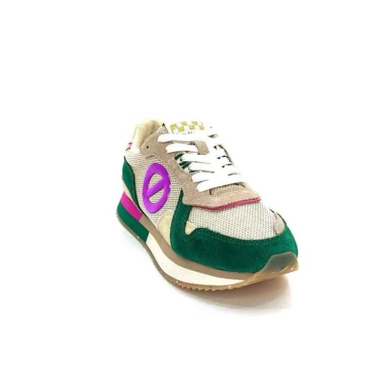 No Name Baskets Running Mia Jogger W Daim Émeraude Beige Textile Beige et Fushia Vert Cheap