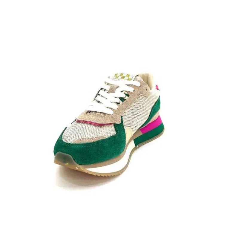 No Name Baskets Running Mia Jogger W Daim Émeraude Beige Textile Beige et Fushia Vert Cheap