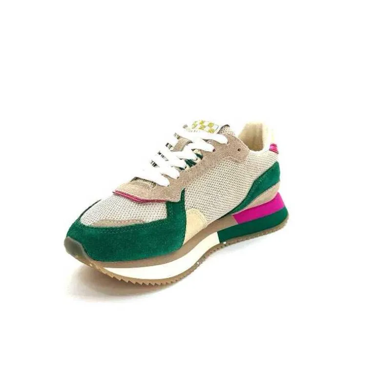 No Name Baskets Running Mia Jogger W Daim Émeraude Beige Textile Beige et Fushia Vert Cheap