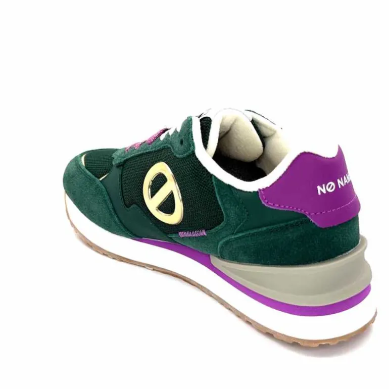 No Name Baskets Running Tova Runner W Daim Vert Textile Vert Blanc Violet BlancFushiaVert Flash Sale