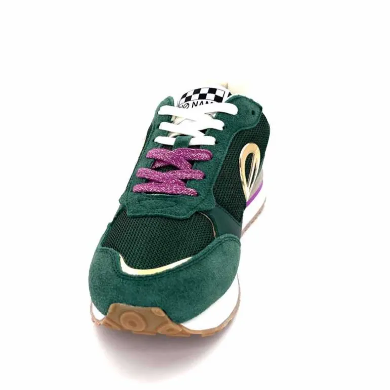 No Name Baskets Running Tova Runner W Daim Vert Textile Vert Blanc Violet BlancFushiaVert Flash Sale