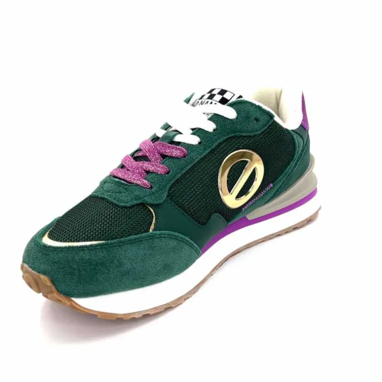 No Name Baskets Running Tova Runner W Daim Vert Textile Vert Blanc Violet BlancFushiaVert Flash Sale