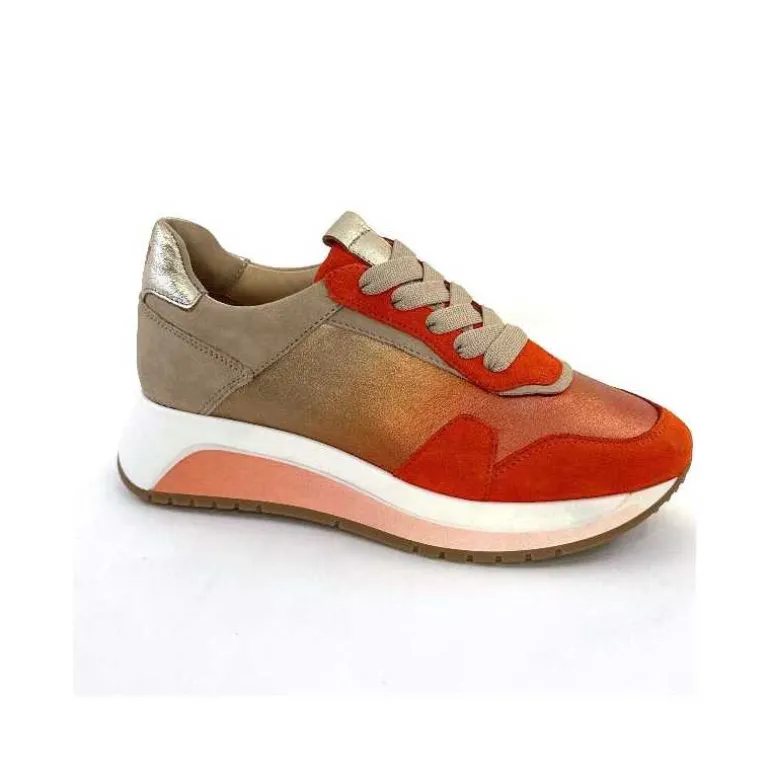 Softwaves Baskets Running 89401011 Cuir Daim Beige Orange Sale