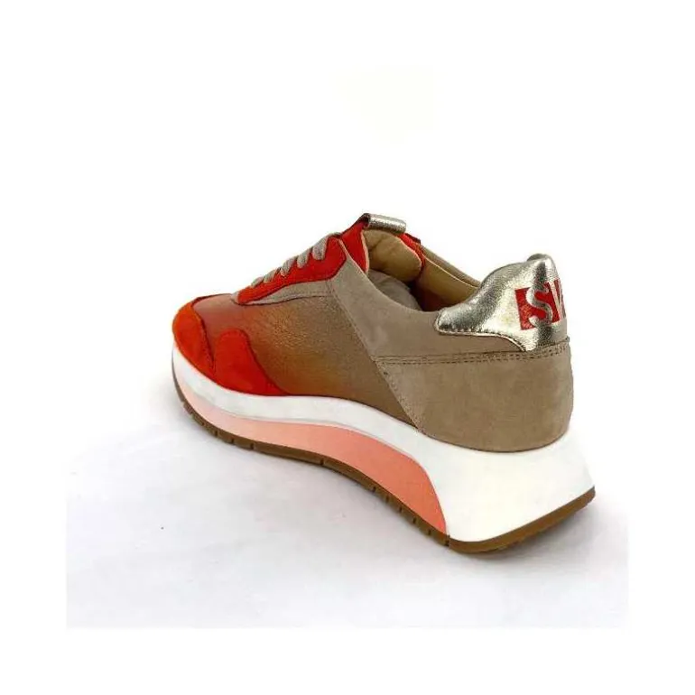 Softwaves Baskets Running 89401011 Cuir Daim Beige Orange Sale