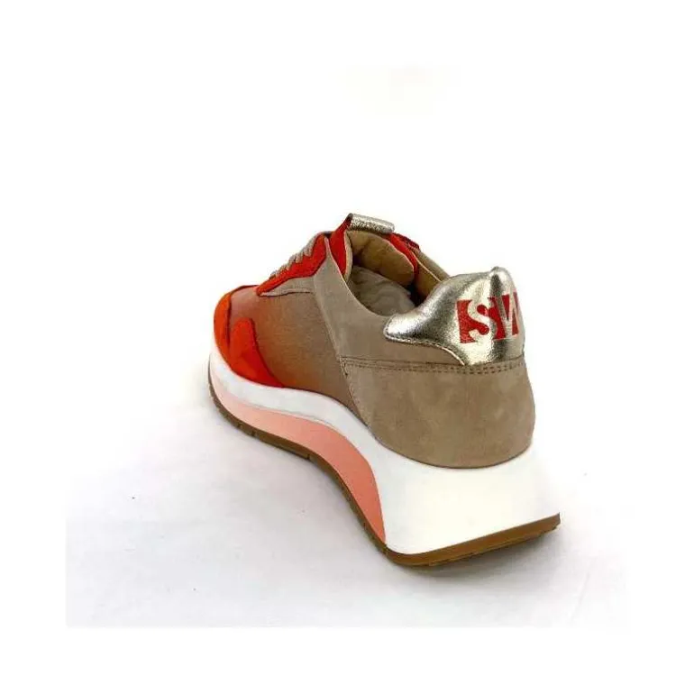 Softwaves Baskets Running 89401011 Cuir Daim Beige Orange Sale