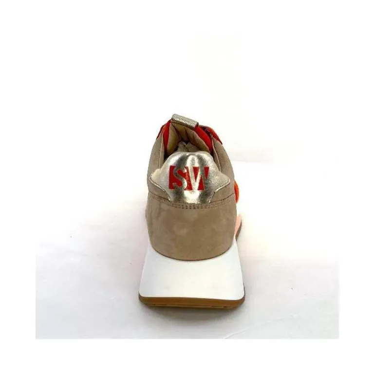 Softwaves Baskets Running 89401011 Cuir Daim Beige Orange Sale