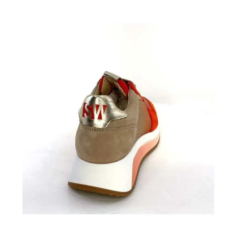 Softwaves Baskets Running 89401011 Cuir Daim Beige Orange Sale