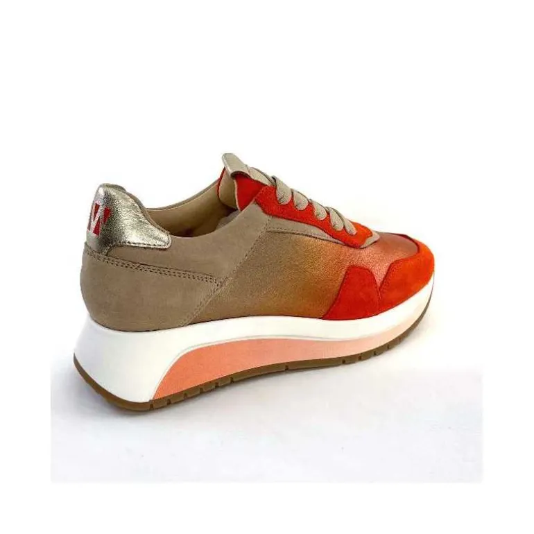 Softwaves Baskets Running 89401011 Cuir Daim Beige Orange Sale