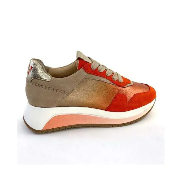 Softwaves Baskets Running 89401011 Cuir Daim Beige Orange Sale