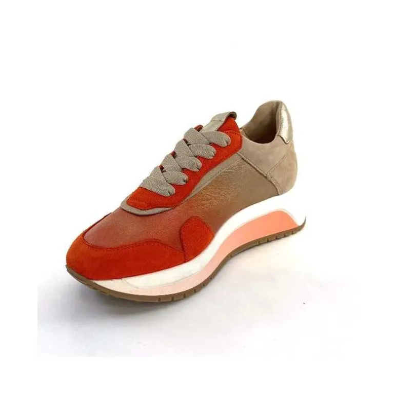 Softwaves Baskets Running 89401011 Cuir Daim Beige Orange Sale