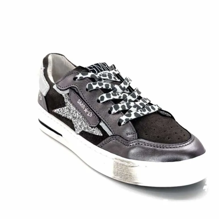 Semerdjian Baskets SMR23 Ales A625 Cuir Métallique Gris Daim Gris GrisMétal Store
