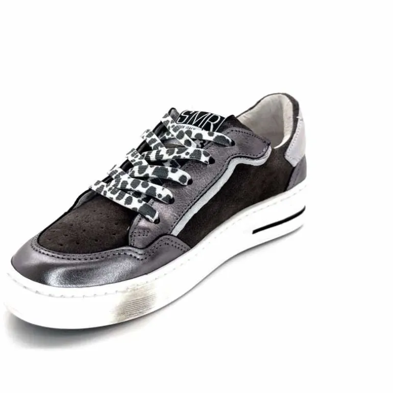 Semerdjian Baskets SMR23 Ales A625 Cuir Métallique Gris Daim Gris GrisMétal Store