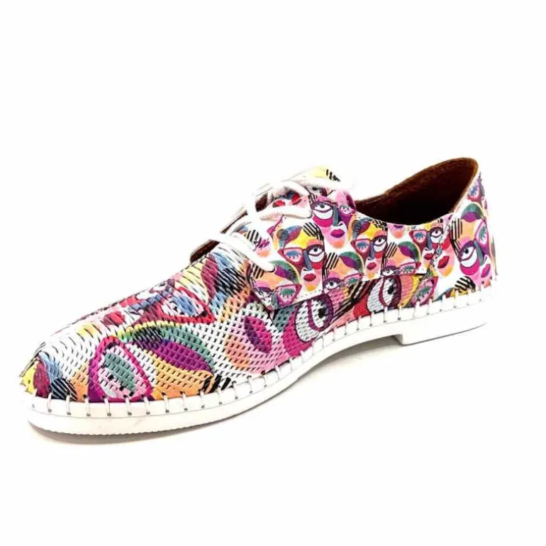 428-ivoire Baskets Souples Ivoire P420 Cuir Imprimé Multicolore Cheap
