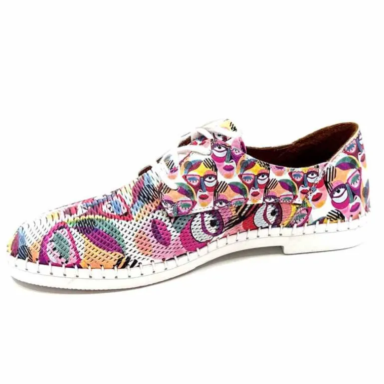 428-ivoire Baskets Souples Ivoire P420 Cuir Imprimé Multicolore Cheap