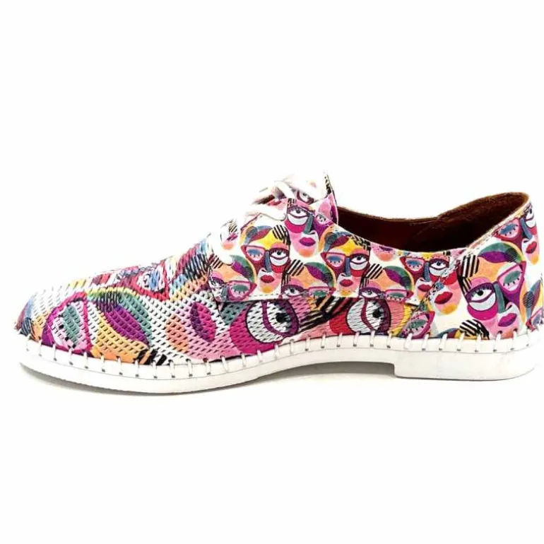 428-ivoire Baskets Souples Ivoire P420 Cuir Imprimé Multicolore Cheap