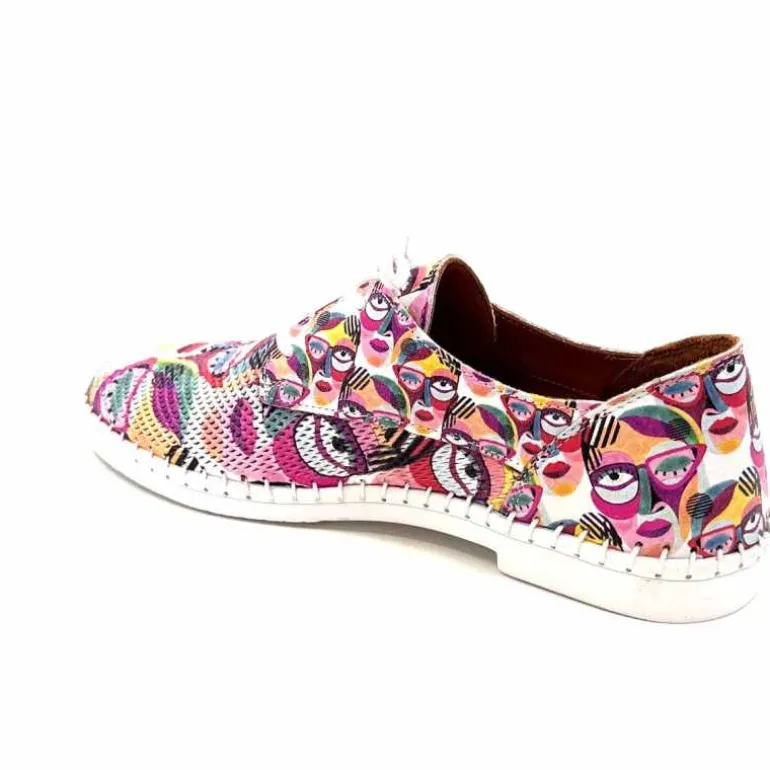 428-ivoire Baskets Souples Ivoire P420 Cuir Imprimé Multicolore Cheap