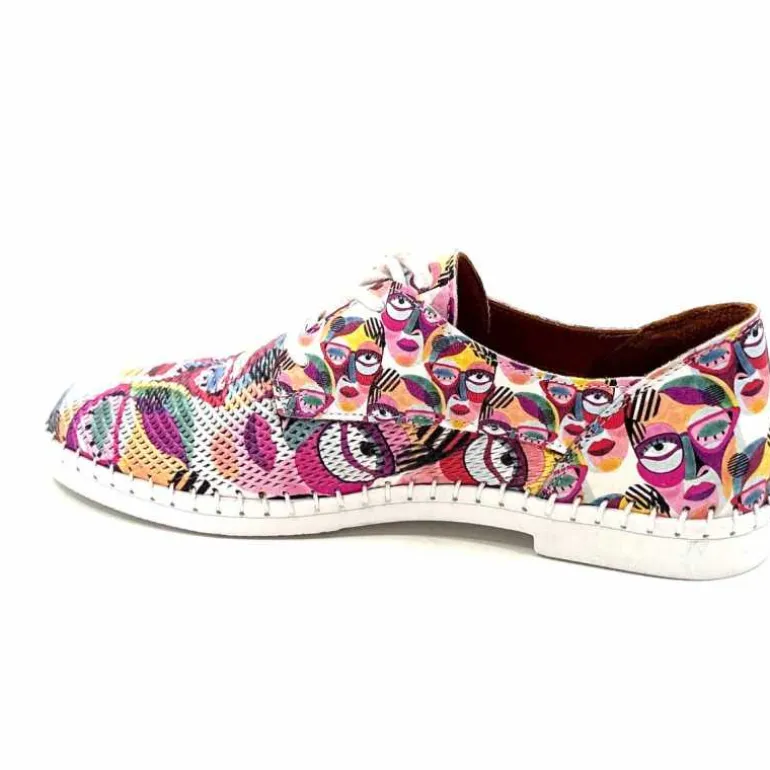 428-ivoire Baskets Souples Ivoire P420 Cuir Imprimé Multicolore Cheap