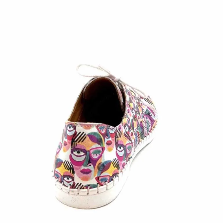 428-ivoire Baskets Souples Ivoire P420 Cuir Imprimé Multicolore Cheap