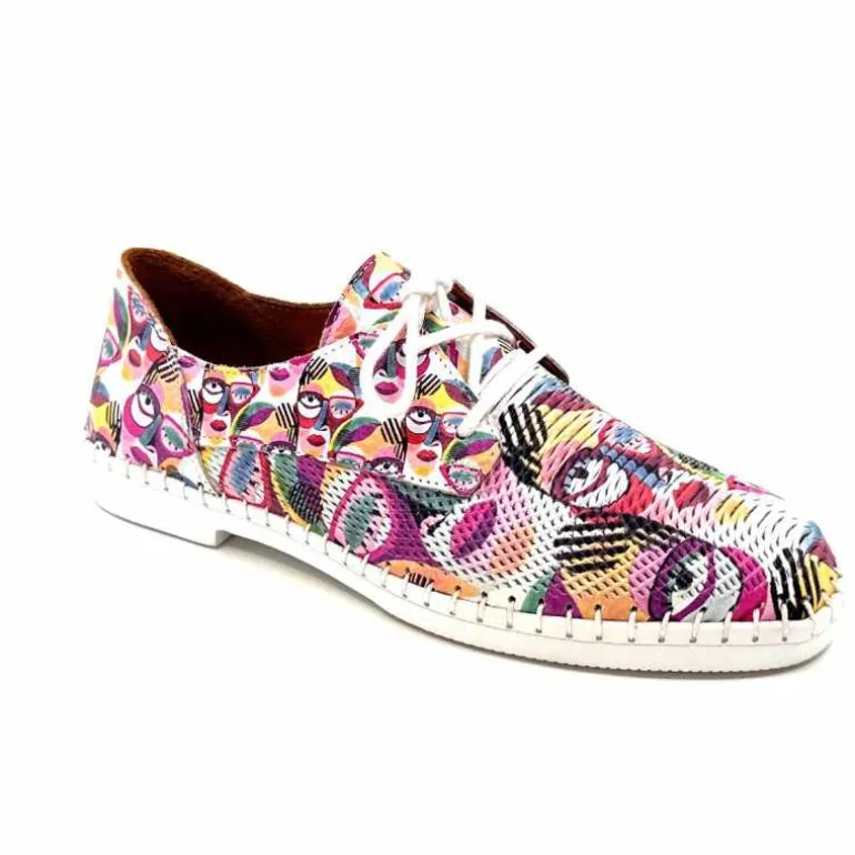 428-ivoire Baskets Souples Ivoire P420 Cuir Imprimé Multicolore Cheap