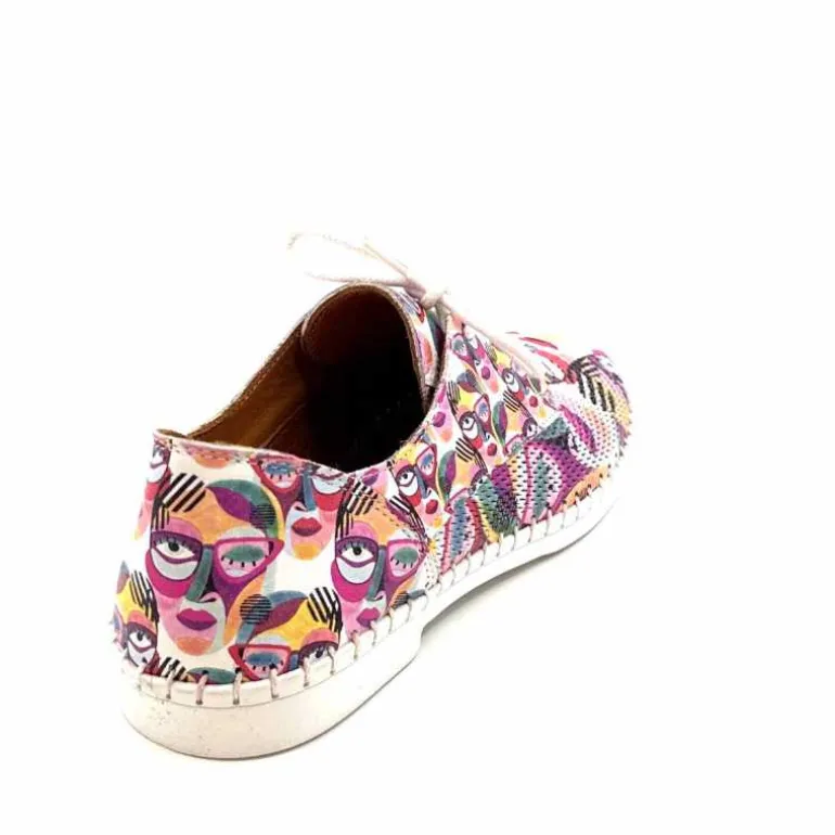 428-ivoire Baskets Souples Ivoire P420 Cuir Imprimé Multicolore Cheap