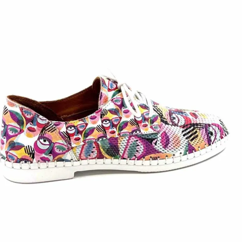 428-ivoire Baskets Souples Ivoire P420 Cuir Imprimé Multicolore Cheap