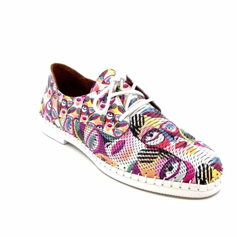 428-ivoire Baskets Souples Ivoire P420 Cuir Imprimé Multicolore Cheap